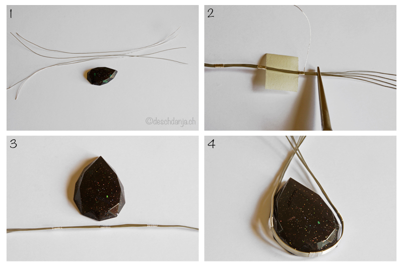 Schmucksteinfassung aus Draht